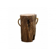 Natural Teak Root Tiger Stripe Stool with Rope