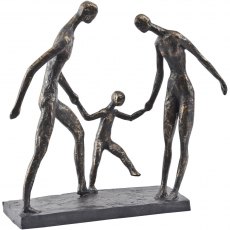 Antique Bronze Family of Three Sculpture