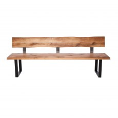 Piana Oak Bench with Back (with U-shape metal legs 3x6cm)
