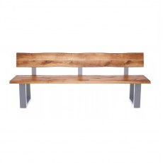 Piana Oak Bench with Back (with U-shape metal legs 4x10cm)