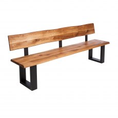 Piana Oak Bench with Back (with U-shape metal legs 4x10cm)