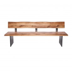 Piana Oak Bench with Back (with full metal legs)