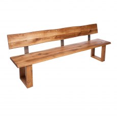 Piana Oak Bench with Back (with U-shape wooden legs 4x10cm)
