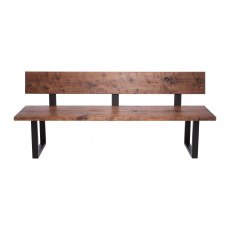 Piana Walnut Bench with Back (with U-shape metal legs 3x6cm)