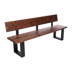 Piana Walnut Bench with Back (with U-shape metal legs 4x10cm)