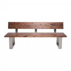 Piana Walnut Bench with Back (with U-shape metal legs 4x10cm)