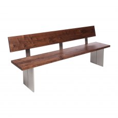 Piana Walnut Bench with Back (with full metal legs)