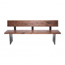 Piana Walnut Bench with Back (with full metal legs)