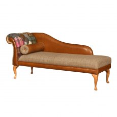 Chester Patchwork Button Back Chaise LHF with Bolster Cushion