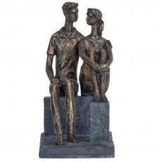 Bronze Block Couple Sculpture