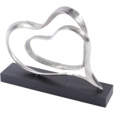 Silver Double Heart Sculpture