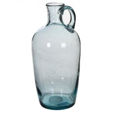 Ice Blue Glass Vase with Handle