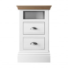 New England Small 2 Drawer Open Shelf Bedside