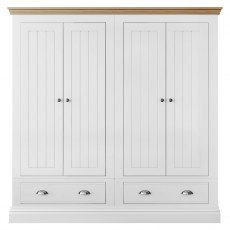 New England Small 2 Drawer 4 Door Wardrobe