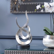 Entwined Silver Flame Aluminium Sculpture