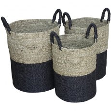 Set Of Three Charcoal Baskets