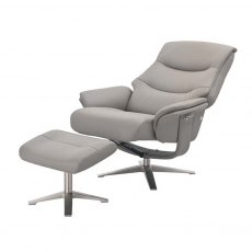 Hudson Swivel Recliner & Stool (in leather)