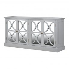 Grey Fayence Four Door Mirrored Sideboard
