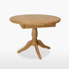 Lamont Round Extending Single Pedestal Dining Table with 1 Leaf