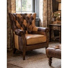 Hexham Leather Patchwork Armchair (in Toffee) Hexham Leather Patchwork Armchair (in Toffee)