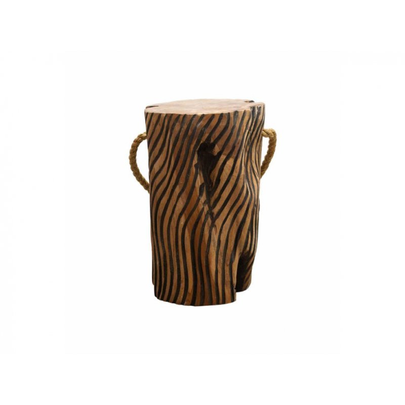 Bluebone Natural Teak Root Tiger Stripe Stool with Rope