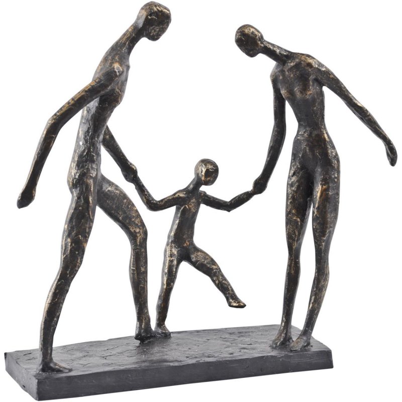 Libra Antique Bronze Family of Three Sculpture