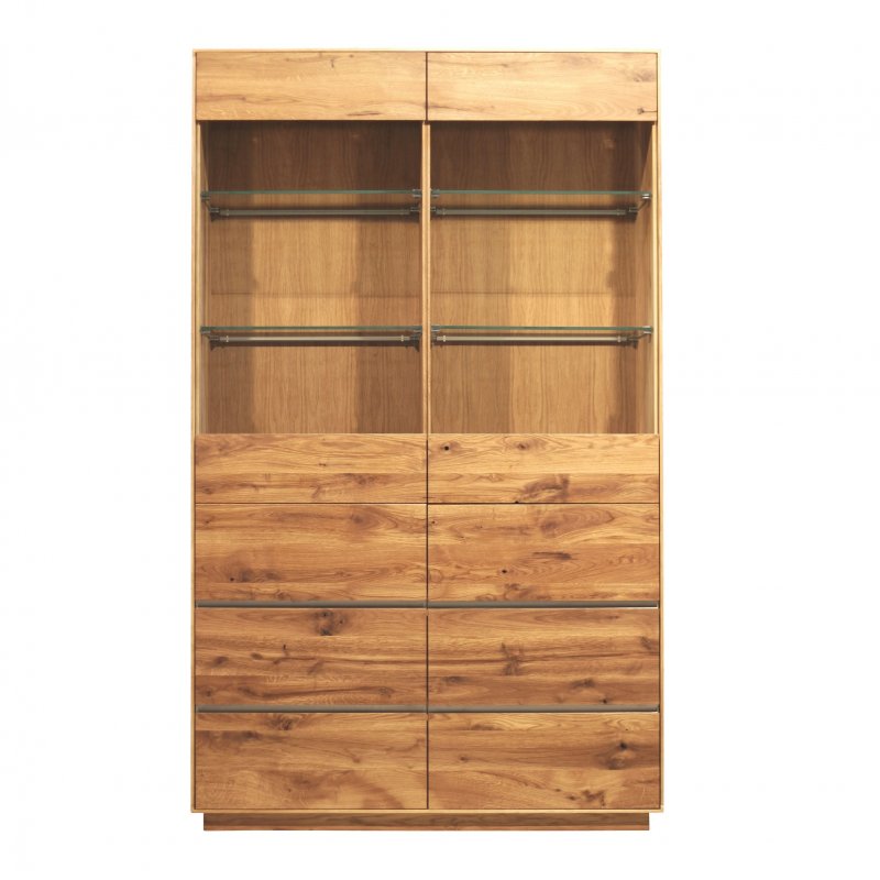 Qualita Piana Oak Tall Double Display Unit