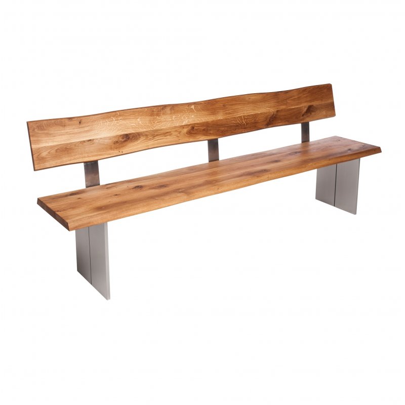 Qualita Piana Oak Bench with Back (with full metal legs)