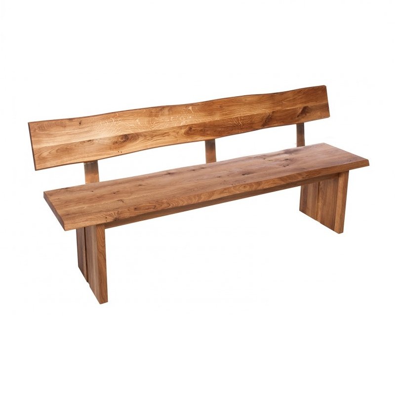 Qualita Piana Oak Bench with Back (with full wooden legs)