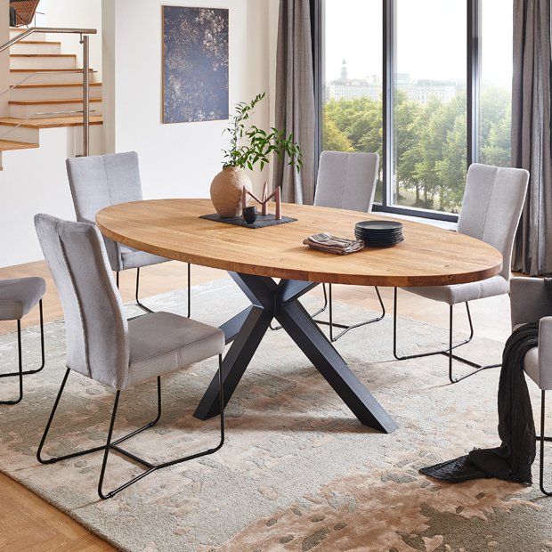 Qualita Piana Coen Oval Oak Dining Table (with metal legs)