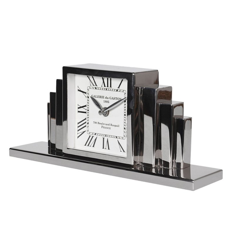 Nickel Art Deco Mantel Clock