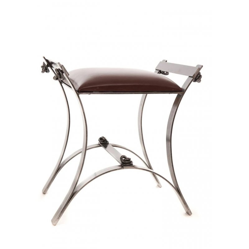 Belltrees Jacobean Stool with Leather Seat