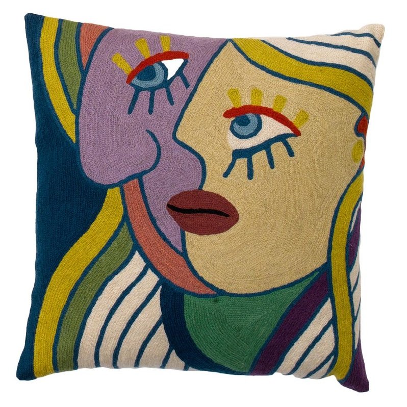Zaida Picasso Multi Coloured Face Left 18' Cushion