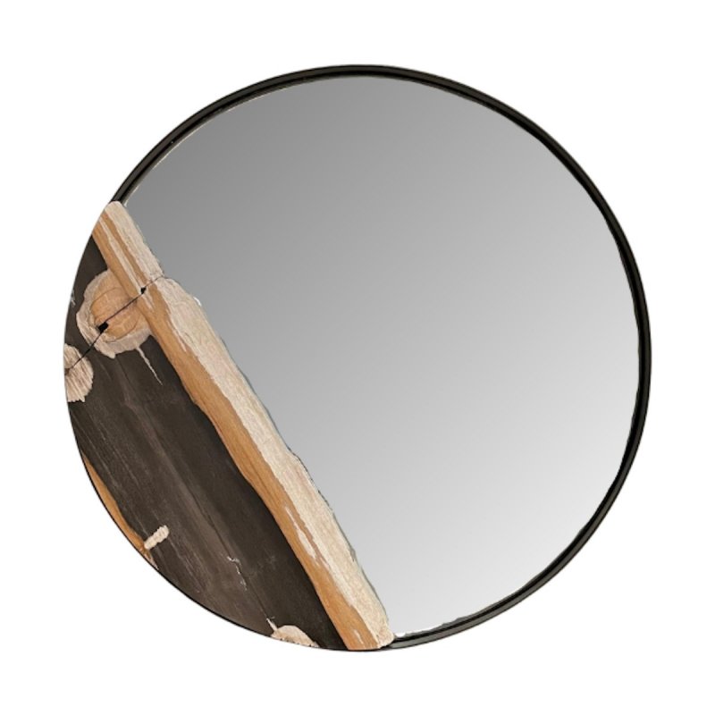 Bluebone Half Moon Petrified Wood Mirror