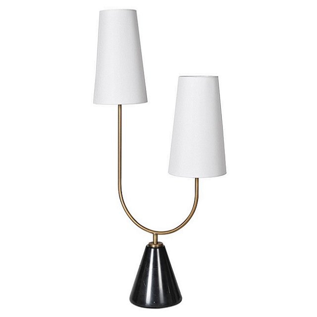 Twin Shaded Marble Table Lamp