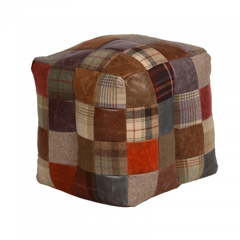 Vintage Bean Bag Cube ( in leather & wool)