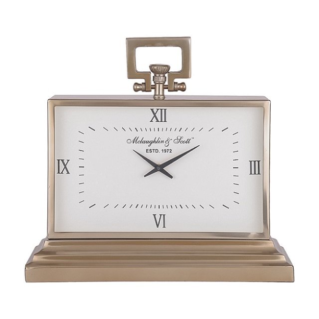 Libra Latham Brass Medium Rectangular Clock