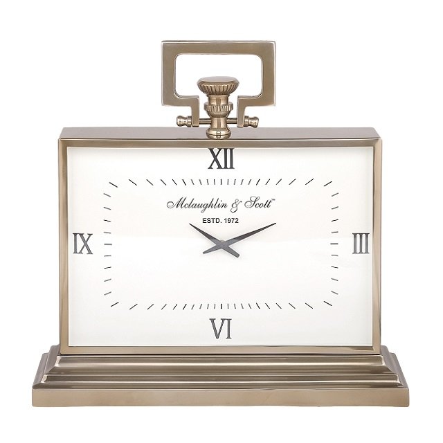 Libra Latham Brass Large Rectangular Clock