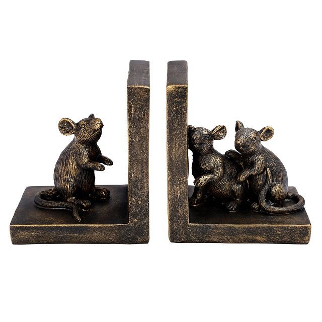 Libra Pallino Antique Gold Mouse Bookends