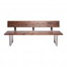 Qualita Piana Walnut Bench with Back (with U-shape metal legs 3x6cm)