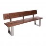 Qualita Piana Walnut Bench with Back (with U-shape metal legs 4x10cm)