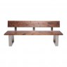 Qualita Piana Walnut Bench with Back (with U-shape metal legs 4x10cm)