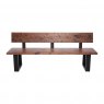 Qualita Piana Walnut Bench with Back (with U-shape metal legs 4x10cm)